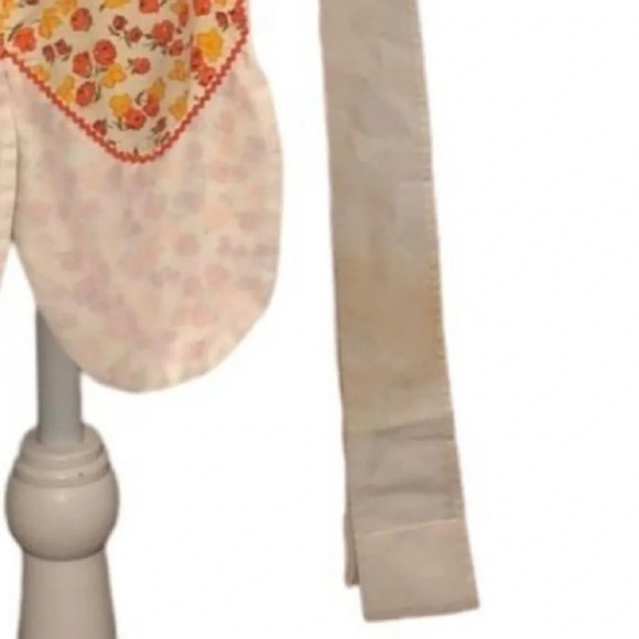 VINTAGE Unbranded/Handmade Women's Orange Gold & Cream Apron Kitchen Linens - Picture 5 of 5